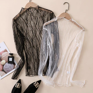 เสื้อท็อปซีทรู แขนยาว ผ้าตาข่าย เซ็กซี่ สําหรับผู้หญิง [พร้อมส่ง]​je