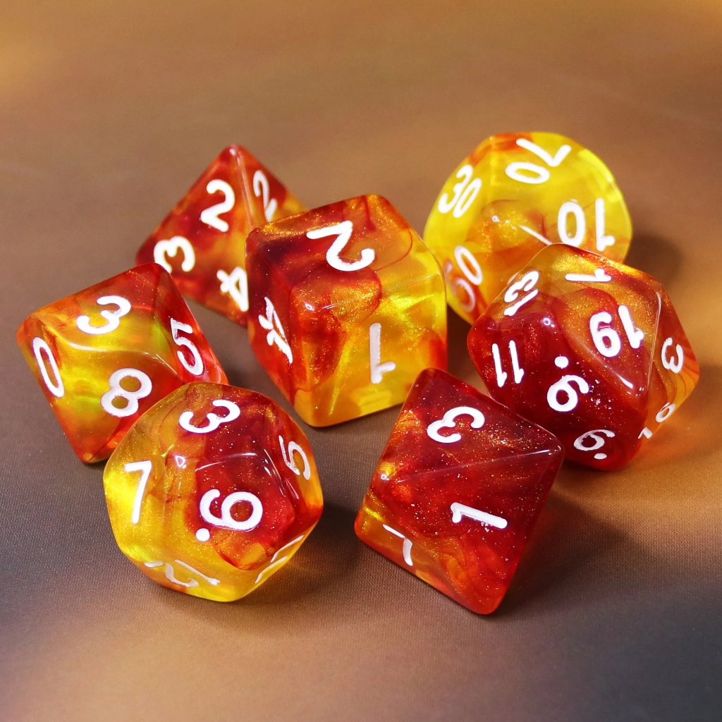 Burnished Emberfall Dice Set of 7 | ลูกเต๋า Dice For DnD D&D MTG RPG TRPG เกมกระดาน บอร์ดเกม Game ไพ่ทาโรต์ Magic เมจิก