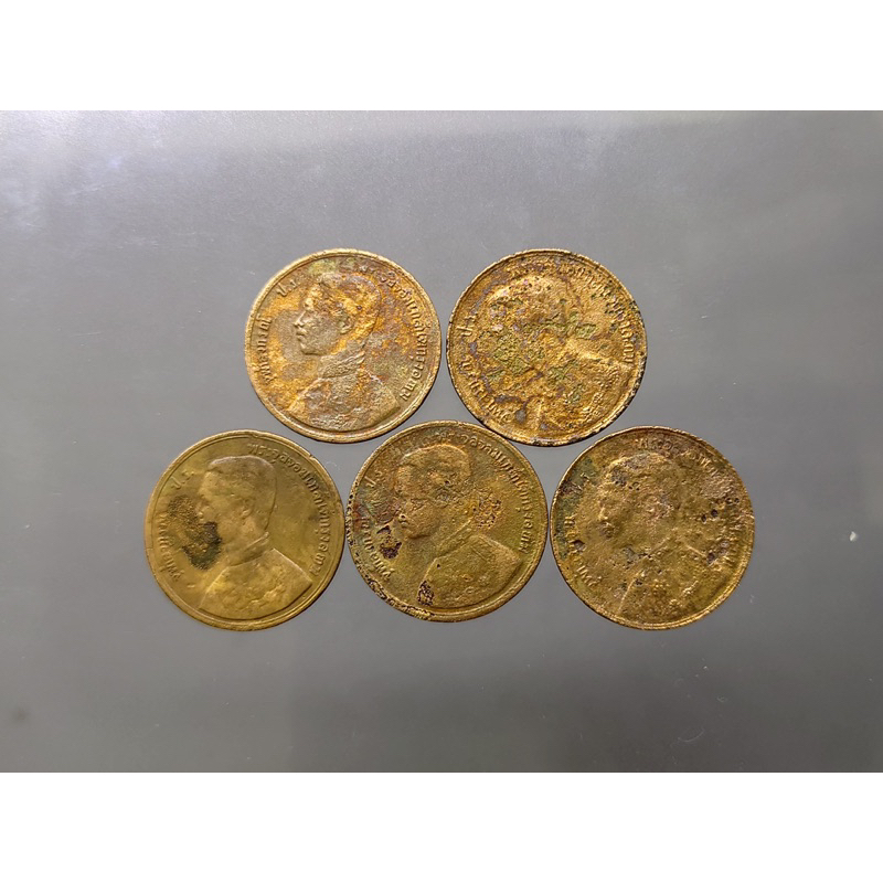 เหรียญโสฬส ทองแดง ชุด 5 เหรียญ  เหรียญโบราณสมัย ร5 ตรา พระสยาม.-ช่อชัยพฤกษ์ #เหรียญสะสม#เหรียญโบราณ#ของที่ระลึก