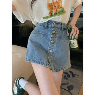 *พร้อมส่ง* กางเกงกระโปรงยีนส์เอวสูง ทรงเอ สไตล์เกาหลี ผ้ายีนส์แท้ Denim skirt 132