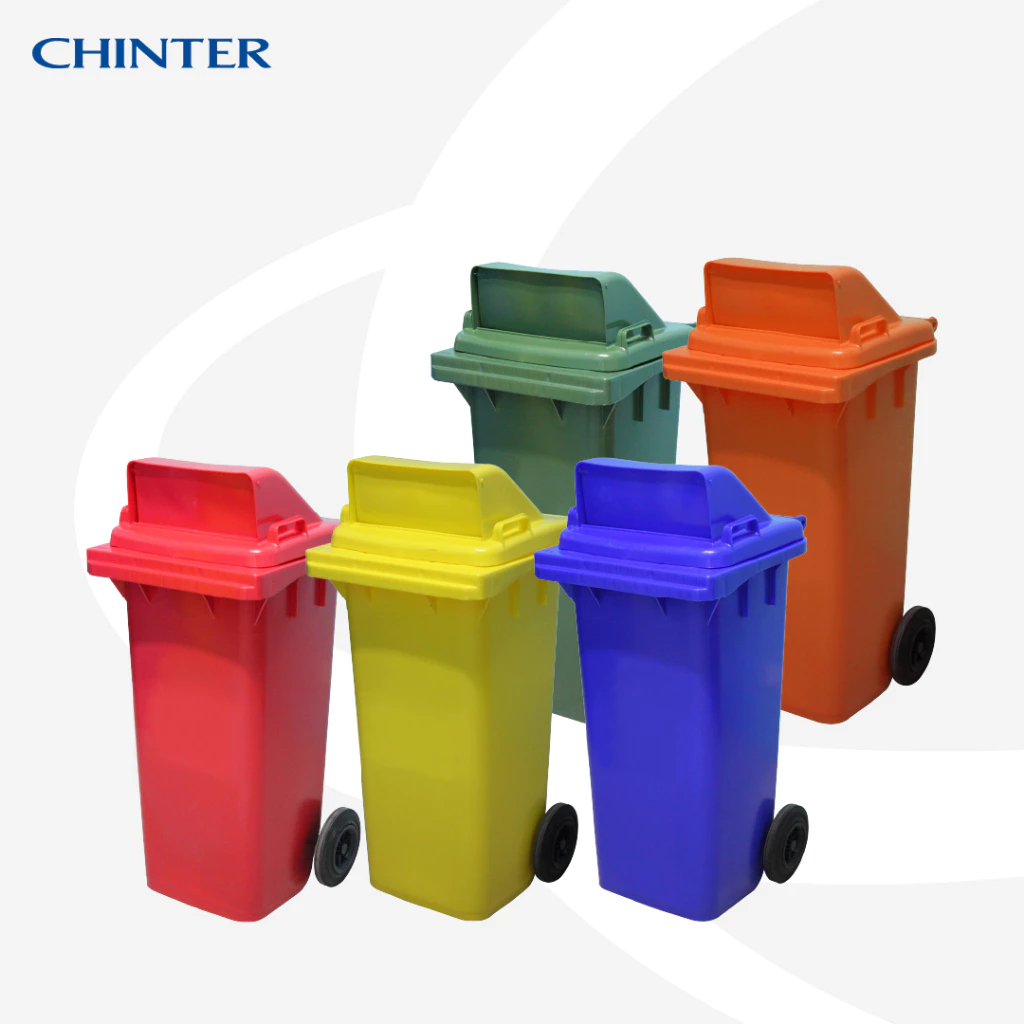 (ส่งฟรี)CHINTER F3-3ถังขยะพลาสติก120ลิตร(อย่างหนา)ฝามีช่องทิ้ง มีสีเหลือง,น้ำเงิน,แดง,เขียว,ส้ม,เทา ไม่สกรีน/สกรีน คัด