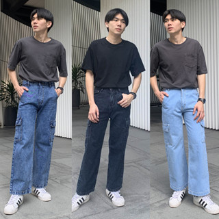 Golden Zebra Jeans กางเกงยีนส์ชายคาร์โก้ กางเกงยีนขายาวเอวสูงทรงกระบอกตรง กางเกงวินเทจ ส่งเปลี่ยนฟรี