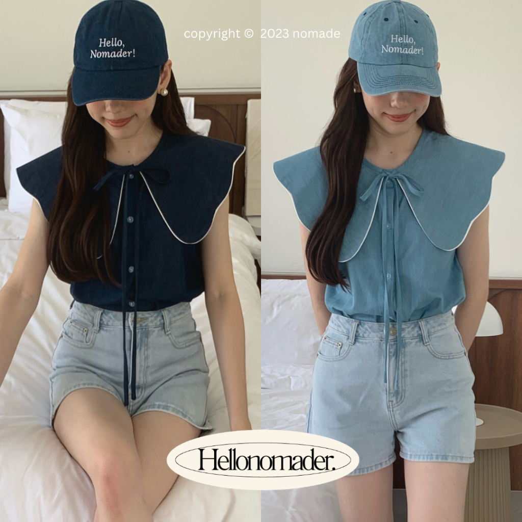 Nomade.& พร้อมส่ง  Nomatter denim top {เสื้อยีนส์แขนกุด}