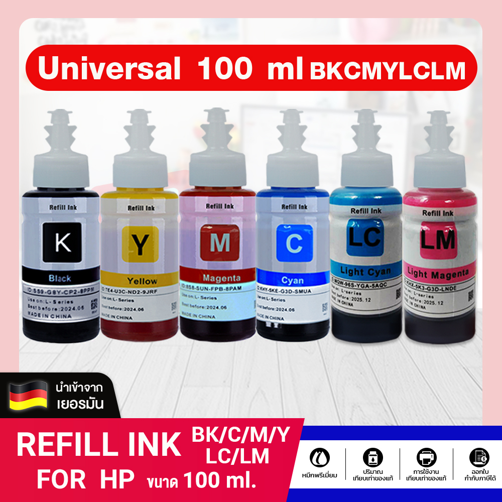 น้ำหมึกเติม INK Refill 100ml. For HP ทุกรุ่น HP Smart Tank 750/T650/520/2875/6475/2000/9120/T230