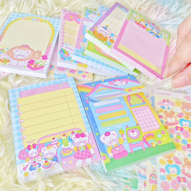 NOTEPAD A7 ( 3 เล่ม 100 ) โน้ตแพดลายใหม่ ลายเยอะมากกกก แบรนด์แบร์มี่โบนี่