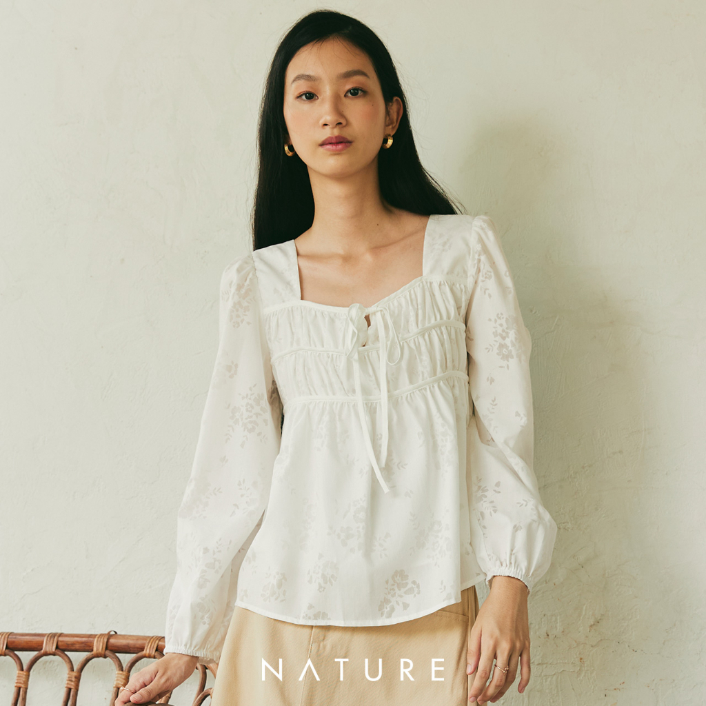 🤎ลด 𝟲𝟬.-พิมพ์ NTBCTT🤎nature.bkk - TPN0014 เสื้อลิเลียนซีทรูดอกไม้ Lillian flower top