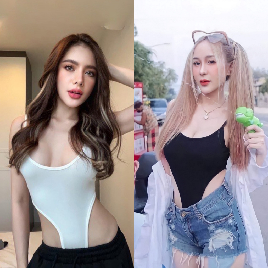🌈SpinnyHouse🌈 BodySuit บอดี้สูท เว้าเอวสูง ‼️เป้าแกะได้ กระดุมแป็ก‼️ สายเดี่ยว เว้าหลัง บอดี้ตรง บอดี้สูทเว้า A2 D14