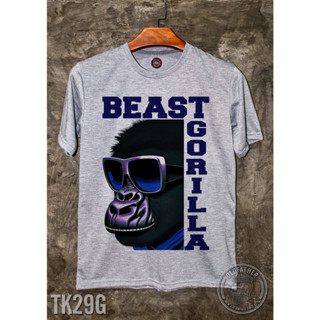 TK 29 เสื้อยืดคอกลมวินเทจ  สกรีน BEAST GORLLILA Vintage ผ้า Tk สวมใส่สบาย ไม่หด ไม่ยืด ไม่ย้วย