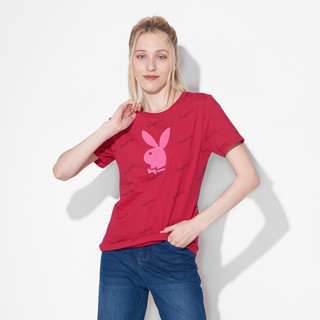 PLAYBOY  เสื้อยืดผู้หญิง  รุ่นP1WT232TB037PK  สี  ชมพู