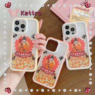 💜Kettra💜ตัวอักษรจีน พระพุทธเจ้า ดอกบัว 11 14 pro max ป้องกันการหล่น ความคิดสร้างสรรค์ case for iPhone 12 13