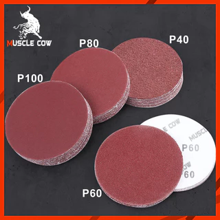 MUSCLE COW กระดาษทรายกลม 4 นิ้ว กระดาษทราย กลม หลังสักหลาด (แพคละ100แผ่น)ใบขัดกระดาษทราย 4 นิ้ว ขัดไม้ ขัดเหล็ก ขัดโลหะ