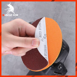 MUSCLE COW กระดาษทรายกลม 4 นิ้ว กระดาษทราย กลม หลังสักหลาด (แพคละ100แผ่น)ใบขัดกระดาษทราย 4 นิ้ว ขัดไม้ ขัดเหล็ก ขัดโลหะ