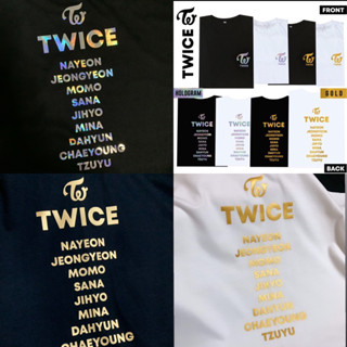 ร้าน🇹🇭ระวังร้านเลียนแบบ🍭TWICE t-shirt ลายหน้า-หลัง | Hologram💿 Gold🏅ชมพู-ขาว-ดำ