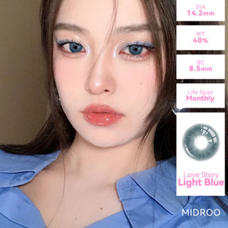 Midroo【COD】ค่าสายตาสั้น คอนแทคเลนส์บิ๊กอายคอนเทคเลนส์สี Light Blue รายเดือ 14.2mm 1คู่