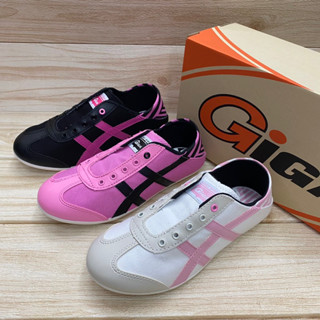 GiGa GA30 รองเท้าผ้าใบ ทรงสลิปออน (36-41) สีครีม/ดำ/ชมพู