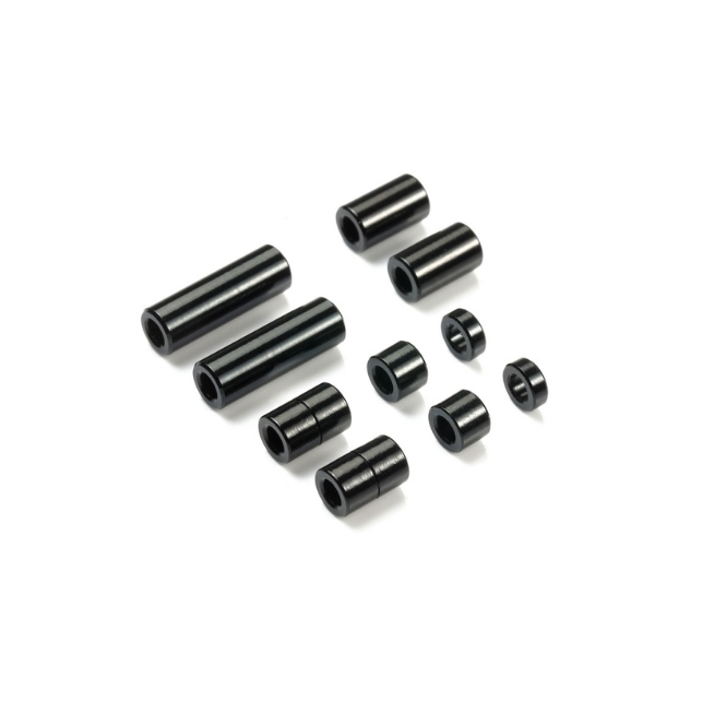 Tamiya 95481 : Aluminum Spacer Set (12/6.7/6/3/1.5mm, 2Pcs. Each) (Black) ชุดบูททามิย่า