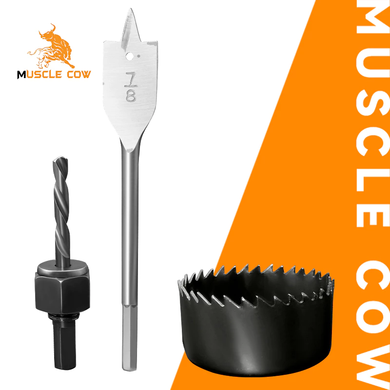 MUSCLE COW โฮลซอว์เจาะลูกบิด โฮลซอเจาะไม้ 3ตัวชุด สว่าน สว่านเจาะลูกบิด โฮลซอ