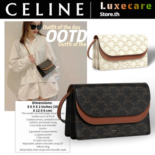 เซลีน👜Celine TRIOMPHE CANVAS Women/Shoulder Bag สุภาพสตรี/กระเป๋าสะพายไหล่/กระเป๋าร่อซู้ล