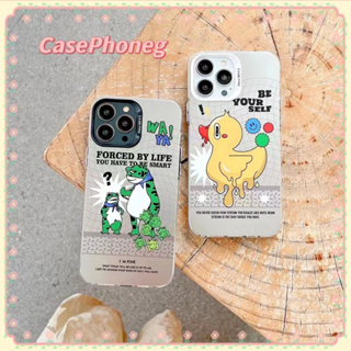 🍑CasePhoneg🍑ใบหน้าที่ยิ้ม เป็ดน้อยสีเหลือง การ์ตูน 11 14 pro max ป้องกันการหล่น ขอบเต็ม case for iPhone 12 13