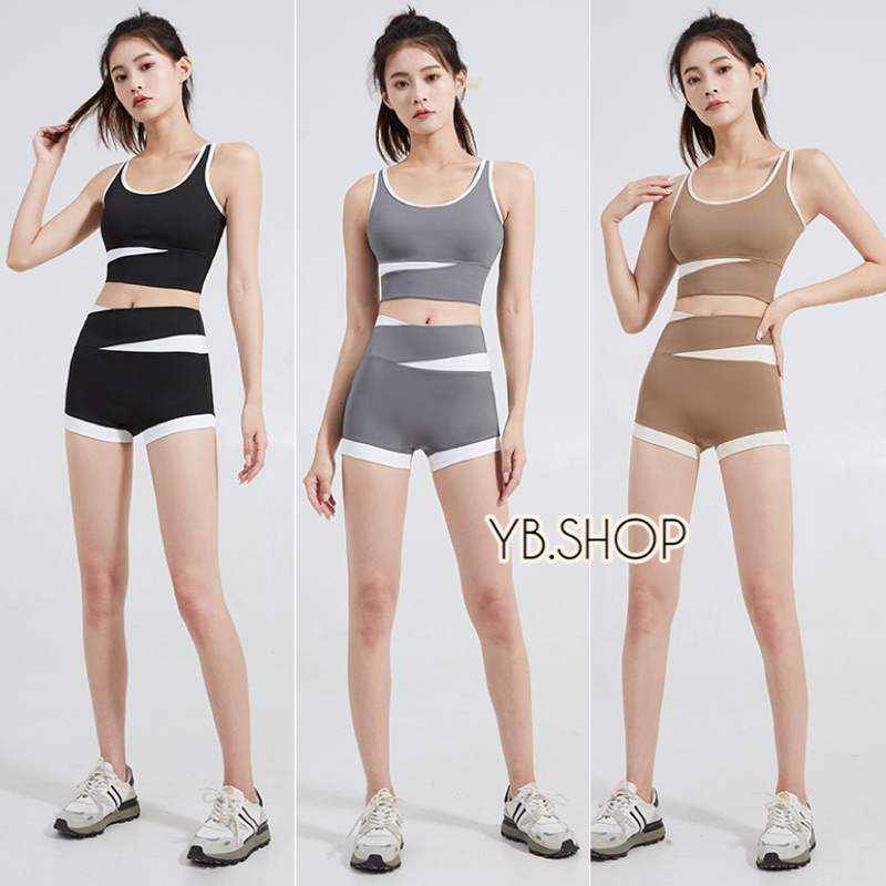 YB.Shop#2050/2051 ชุดออกกำลังกาย (ขายแยกชิ้น) สปอร์ตบรา กางเกงออกกำลังกายขาสั้น ผู้หญิง