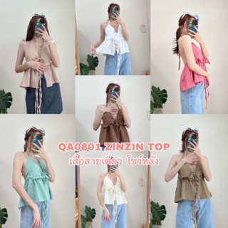 QA0801 ZINZIN TOP มี7สี เสื้อสายเดี่ยวผูกโบว์หน้า โชว์หลังแซ่บๆ มีฟองน้ำ ใส่ไปทะเลเริ่ดๆ