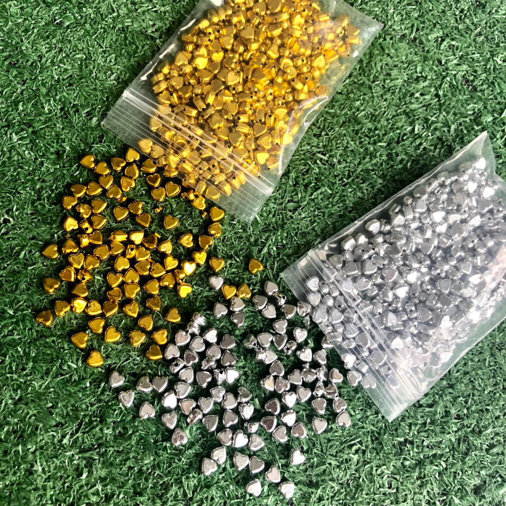 หัวใจตกแต่ง (30 กรัม) 6 มิล หัวใจสีเงิน หัวใจสีทอง แยกสี DIY ของตกแต่งงานฝีมือ ตกแต่งเหรียญโปรยทาน