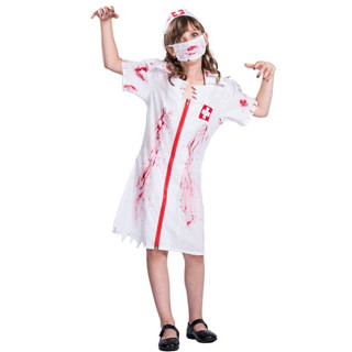 7C311 ชุดเด็กหญิง ชุดฮาโลวีน พยาบาลเลือด Children Blood Nurse Halloween Costumes