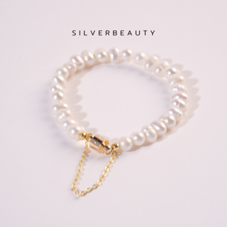 โค้ด SILV45 ลด45.-  Silver beautyสร้อยข้อมือมุกน้ำจืดร้อยเรียงB015225BCP