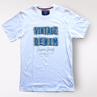 เสื้อยืดแขนสั้น ลาย สกรีน VINTAGE DENIM มี 2 สี