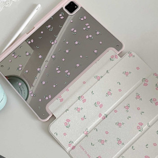 🪐24 ชั่วโมงเคส🪐 เคสไอแพด Air5 Gen10 ช่องใส่ปากกาขวา แมคโดนัลด์ Acrylic Pink Flower เคส ipad Pro 11 2021 air4  กระจกเงา