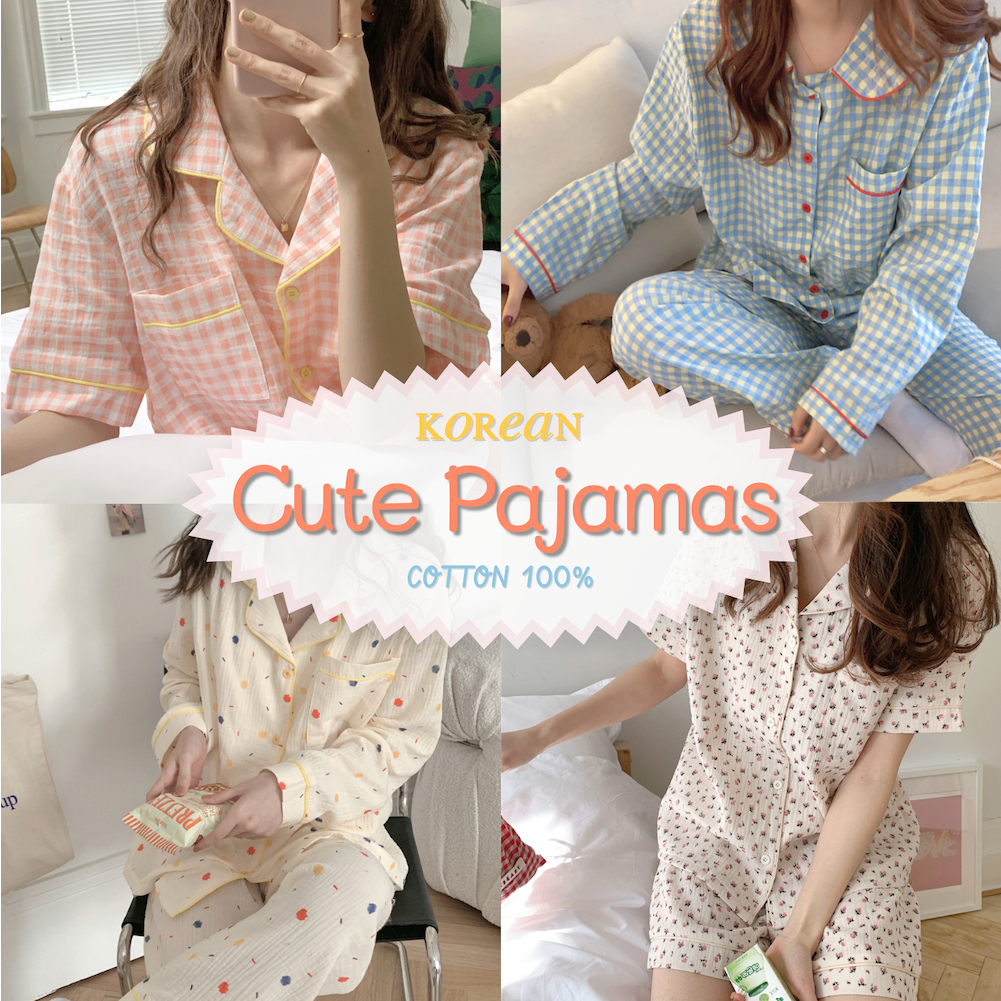 [รวมลาย2] ชุดนอน Daydreamers ชุดนอนผ้าคอตตอนสไตล์เกาหลี ผ้าคอตตอนสาลู คอตตอนลินิน ลายน่ารัก ใส่สบาย เบา นุ่ม Free-size