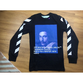 ใหม่พร้อมส่ง ของแท้ เสื้อแขนยาว Off-White Diag Bernini L/S Tee Black Blue