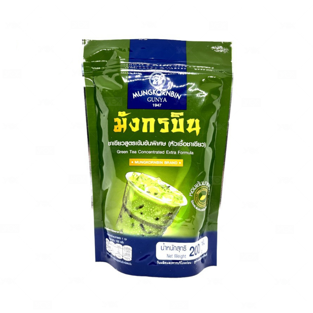 ชาเขียวสูตรเข้มข้นพิเศษ (หัวเชื้อชาเขียว) 200g. ตรามังกรบิน  หยกออนไลน์