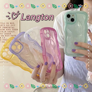 🌈Langton🌸 ขอบเต็ม ป้องกันการหล่น iphone 11 14 pro max เรียบง่าย ระดับสูง คลื่น เคสใส case for iPhone 12 13