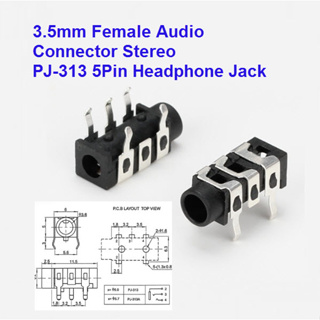 (5ชิ้น)3.5mm Female Audio Connector Stereo PJ-313 5Pin Headphone Jack