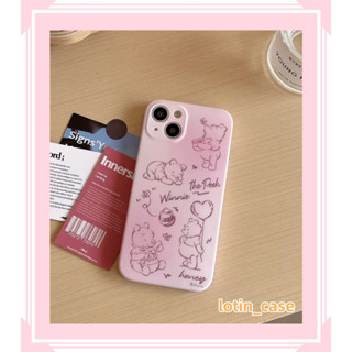 🎁ส่งของขวัญ🎁เคสไอโฟน สำหรับ 11 13 for iPhone Case 14 12 Pro Max ตลก น่ารัก สีชมพู หมีน้อย กันกระแทก ปกป้อง เคสโทรศัพท์