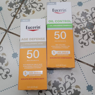 ใหม่ล่าสุดกันแดด Eucerin ขนาด 75ml. มี 2 สูตร oil control และ Age Defense