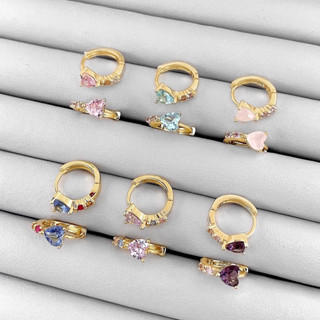 ต่างหูห่วงลายหัวใจ ชุบทอง18k