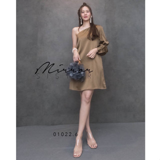 🔖ป้าย MirrorSister #01022.6 เดรสออกงาน มินิเดรสตัวสั้น Gala One Shoulder Minidress เดรสสั้น เนื้อผ้าซาติน Premium ทรงเก๋