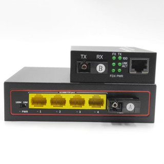 Media converter POE สวิทช์ 4ช่อง 10/100Mbps , มีเดีย สวิตช์ 10/100M Fiber PoE Switch 1X8 Port ไฟเบอร์ออฟติด sc tx rx