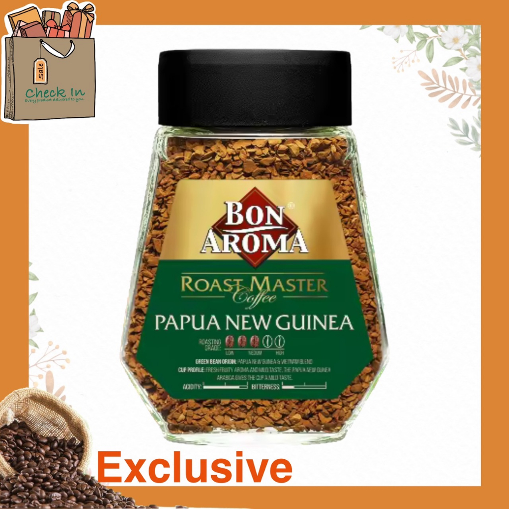 Bon Aroma Roast Master Papua New Guinea 100 g กาแฟสำเร็จรูปฟรีซดราย พรีเมียม ปาปัวนิวกินี - นำเข้า ข