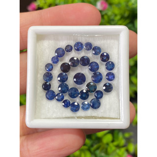 พลอย ไพลิน blue sapphire 10.44 กะรัต (Cts.) 31 เม็ด (pcs.) พลอยแท้ อัญมณีมงคลประจําวันเกิด เครื่องประดับพลอย