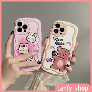 💖New 💖iPhone 14 13 12 11 Pro Max เคส for เคสไอโฟน11 บางเบาพกพาง่าย การ์ตูน น่ารัก กระต่าย หมีน้อย Case