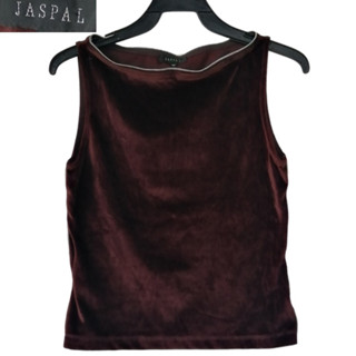 JASPAL เสื้อกำมะหยี่ สีน้ำตาล เสื้อกล้าม เสื้อแขนกุด