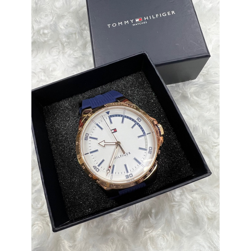 TOMMY HILFIGER นาฬิกาสายซิลิโคน สีกรม