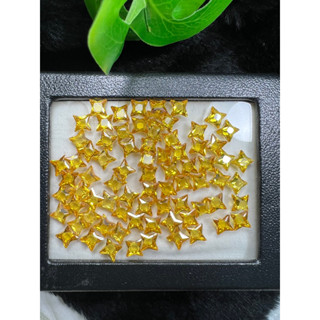 cz yellow diamond 4 star bottom no sharp flat 2 pieces size 6x6mm