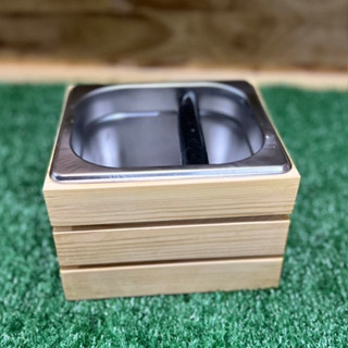 coffee knock box -กล่องไม้ใส่ถังเคาะกากกาแฟ งานDIYเก็บงานเรียบร้อย ผิวเรียบสีไม้สน เคลือบแลคเกอร์ DS01-10