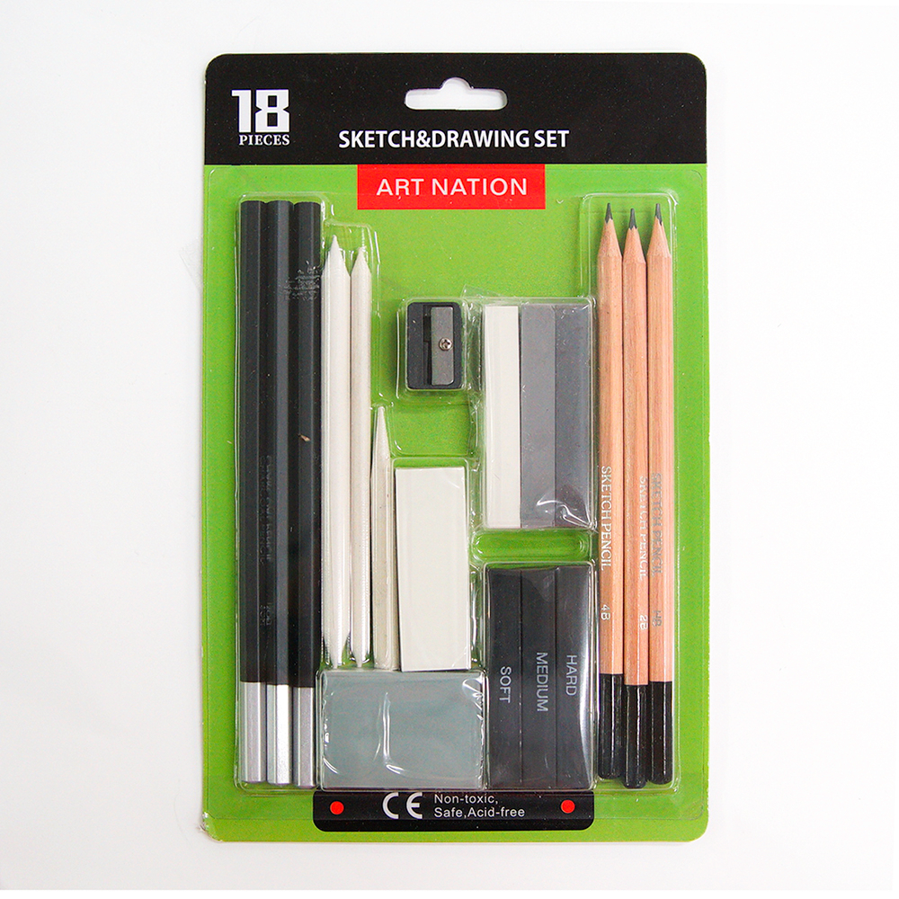 ดินสอสเก็ตซ์ ดินสอเขียนแบบ 18 ชิ้น สำหรับแรเงา วาดรูป ART NATION SKD18-SET Sketch&Drawing Set ART RANGERS