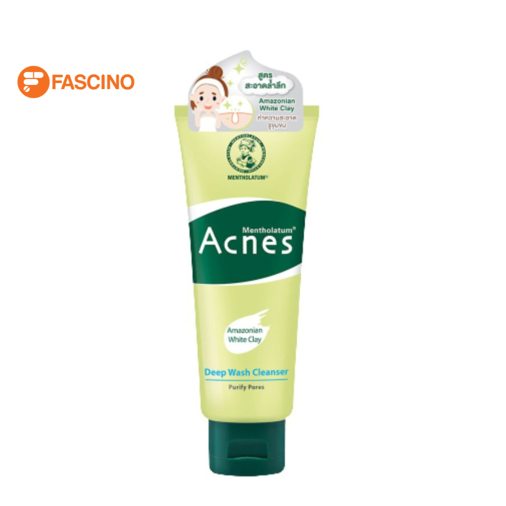 Mentholatum Acnes Deep Cleansing & Whitening Wash โฟมล้างหน้าสูตรสะอาดล้ำลึก กระจ่างใส ควบคุมความมัน (100g.)