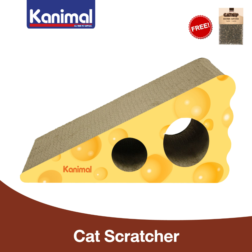 [17600] Kanimal Cat Toy Cheesy ของเล่นแมว ที่ลับเล็บแมว รุ่นชีสก้อน สำหรับแมว 40x22x19.5 ซม. แถมฟรี! Catnip กัญชาแมว